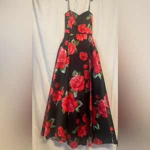 Black and Red Floral Gown